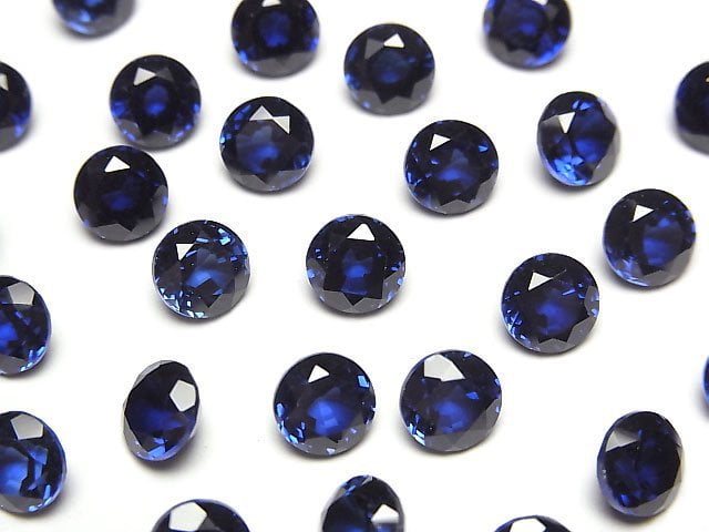 [Video] Synthetic Blue Sapphire AAA Loose Stone Round Faceted 6x6mm 1pc