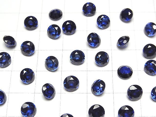 [Video] Synthetic Blue Sapphire AAA Loose Stone Round Faceted 6x6mm 1pc