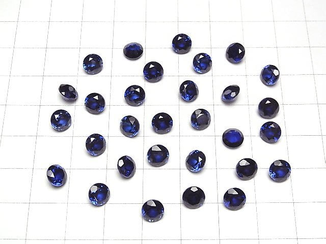 [Video] Synthetic Blue Sapphire AAA Loose Stone Round Faceted 6x6mm 1pc