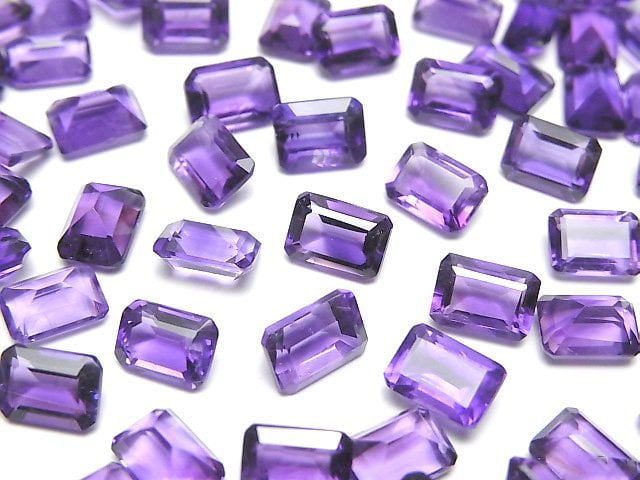 [Video]High Quality Amethyst AAA- Loose stone Rectangle Faceted 7x5mm 3pcs