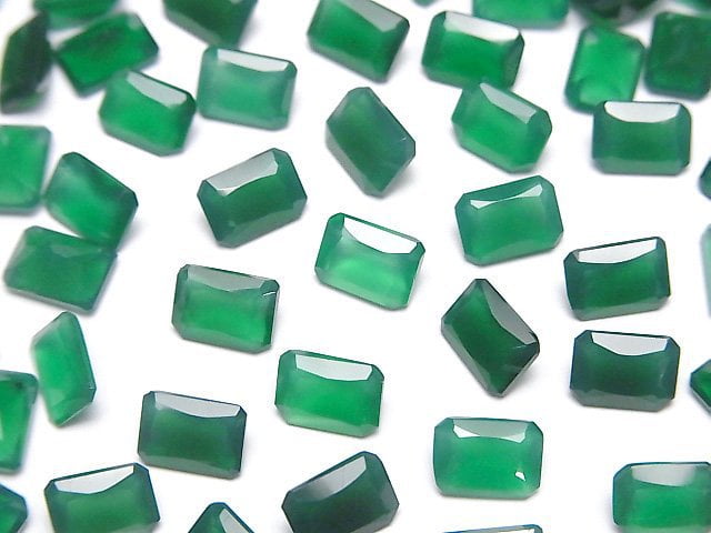 [Video]High Quality Green Onyx AAA Loose stone Rectangle Faceted 7x5mm 10pcs