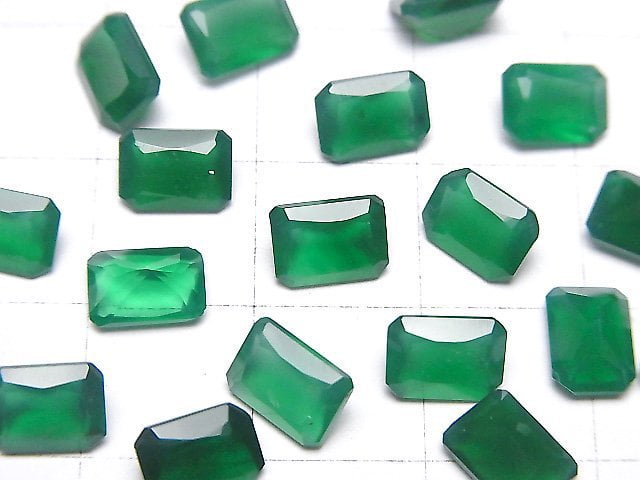 [Video]High Quality Green Onyx AAA Loose stone Rectangle Faceted 7x5mm 10pcs