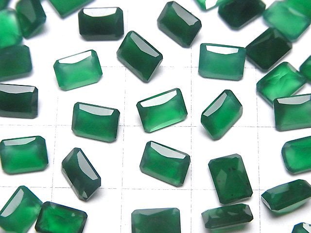 [Video]High Quality Green Onyx AAA Loose stone Rectangle Faceted 7x5mm 10pcs