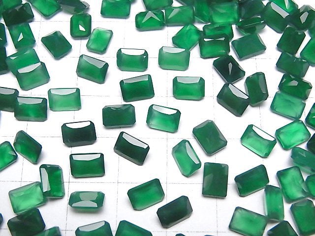 [Video]High Quality Green Onyx AAA Loose stone Rectangle Faceted 7x5mm 10pcs