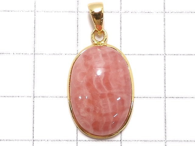 [Video][One of a kind] Rhodochrosite AAA- Pendant 18KGP NO.40