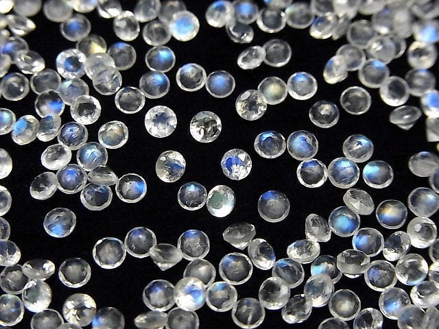 [Video]High Quality Rainbow Moonstone AAA- Loose stone Round Faceted 3x3mm 10pcs