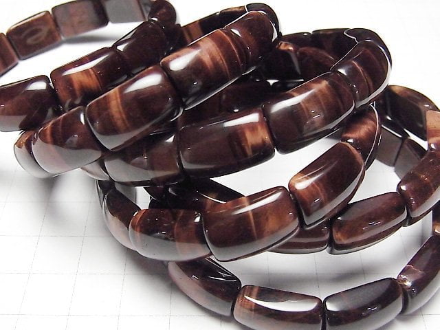 [Video] Red Tiger's Eye AAA- 2-Hole Rectangle 16x10x6mm 1strand (Bangle Bracelet)