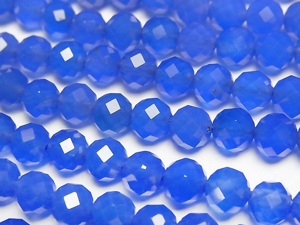 [Video]High Quality! Blue Agate AAA 64 Faceted Round 6mm 1 strand beads (aprx.15inch/37cm)