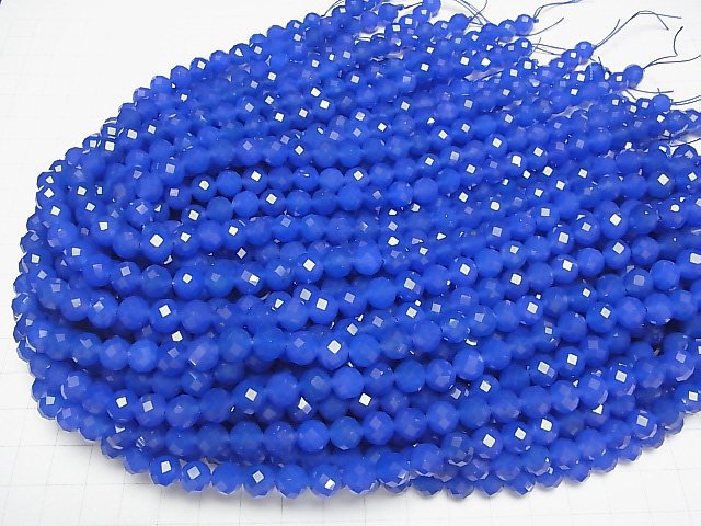 [Video]High Quality! Blue Agate AAA 64 Faceted Round 8mm 1strand beads (aprx.15inch/36cm)