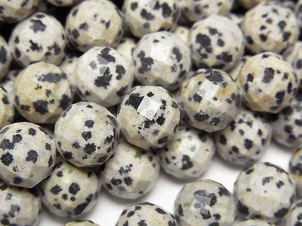 [Video]High Quality! Dalmatian Jasper 64Faceted Round 10mm half or 1strand beads (aprx.15inch/37cm)