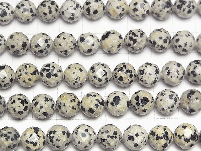 [Video] Dalmatian Jasper Faceted Round 10mm half or 1strand beads (aprx.15inch/37cm)