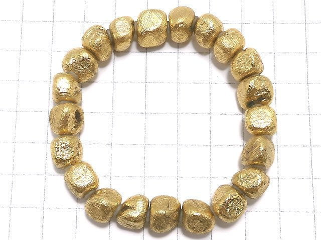 [Video][One of a kind] Meteorite (Muonionalusta) Nugget Yellow Gold Bracelet NO.101