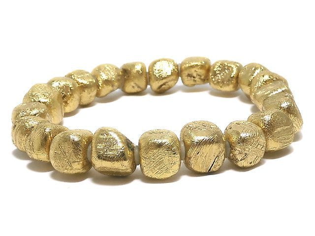 [Video][One of a kind] Meteorite (Muonionalusta) Nugget Yellow Gold Bracelet NO.101