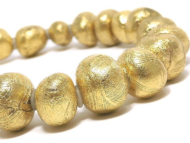 [Video][One of a kind] Meteorite (Muonionalusta) Nugget Yellow Gold Bracelet NO.102