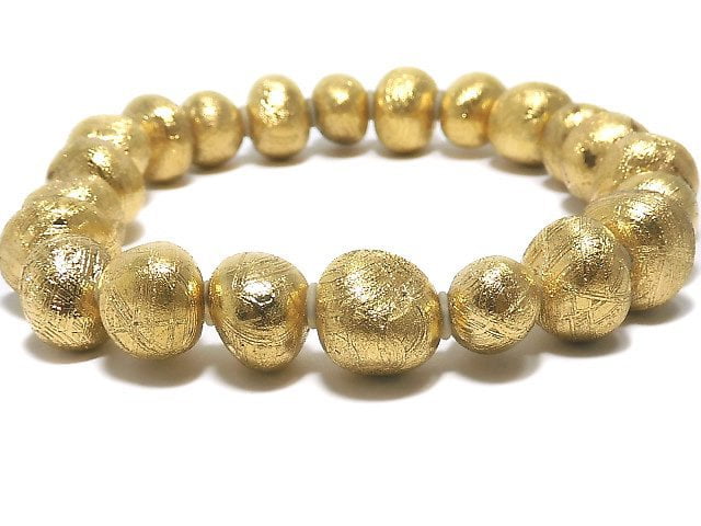 [Video][One of a kind] Meteorite (Muonionalusta) Nugget Yellow Gold Bracelet NO.102