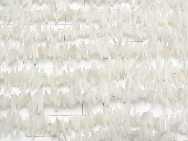 [Video] White Coral (Dyed) Chips 1 strand beads (aprx.16inch/39cm)