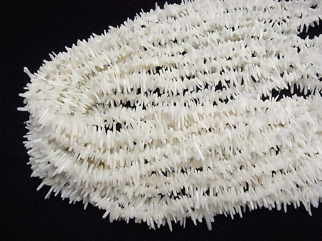 [Video] White Coral (Dyed) Chips 1 strand beads (aprx.16inch/39cm)