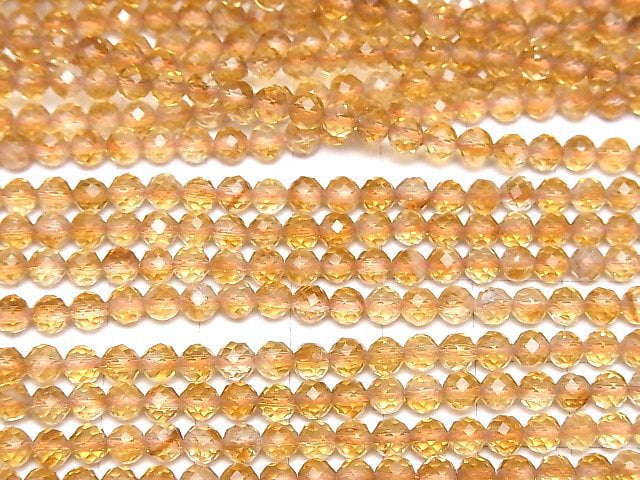 [Video]High Quality! Phantom Citrine AA++ Faceted Round 4mm 1strand beads (aprx.15inch/37cm)