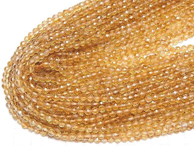 [Video]High Quality! Phantom Citrine AA++ Faceted Round 4mm 1strand beads (aprx.15inch/37cm)