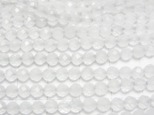 [Video] High Quality! Milky Quartz AAA Faceted Round 4mm 1strand beads (aprx.15inch/37cm)