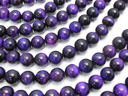 Purple color Tiger's Eye AA++ Round 10mm 1strand beads (aprx.14inch/35cm)