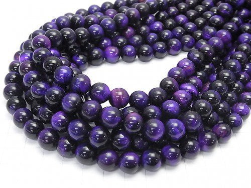 Purple color Tiger's Eye AA++ Round 10mm 1strand beads (aprx.14inch/35cm)