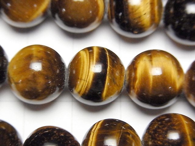 [Video] Yellow Tiger's Eye AAA- Round 12mm [2mm hole] 1/4 or 1strand beads (aprx.14inch/34cm)