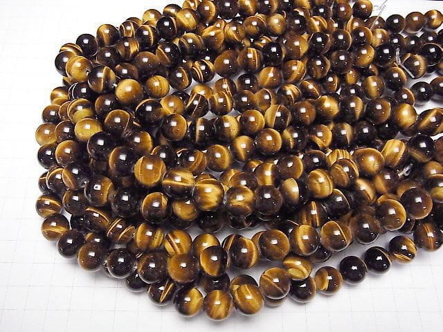 [Video] Yellow Tiger's Eye AAA- Round 12mm [2mm hole] 1/4 or 1strand beads (aprx.14inch/34cm)