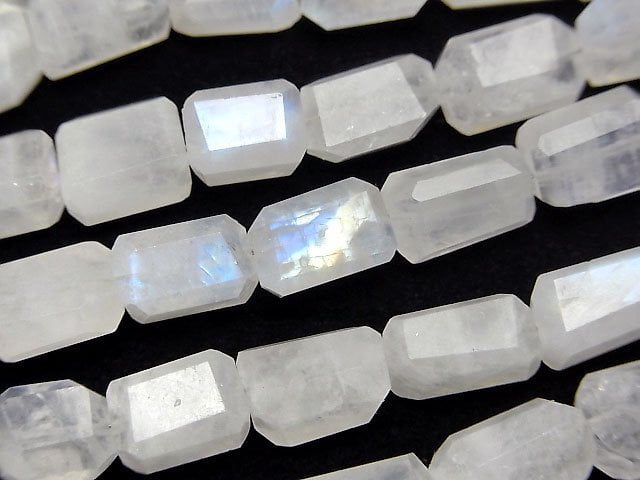 [Video]High Quality Rainbow Moonstone AA++ Faceted Nugget half or 1strand beads (aprx.9inch/24cm)