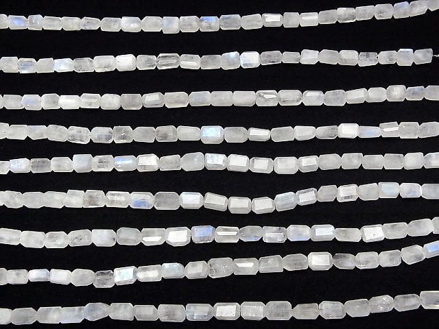 [Video]High Quality Rainbow Moonstone AA++ Faceted Nugget half or 1strand beads (aprx.9inch/24cm)