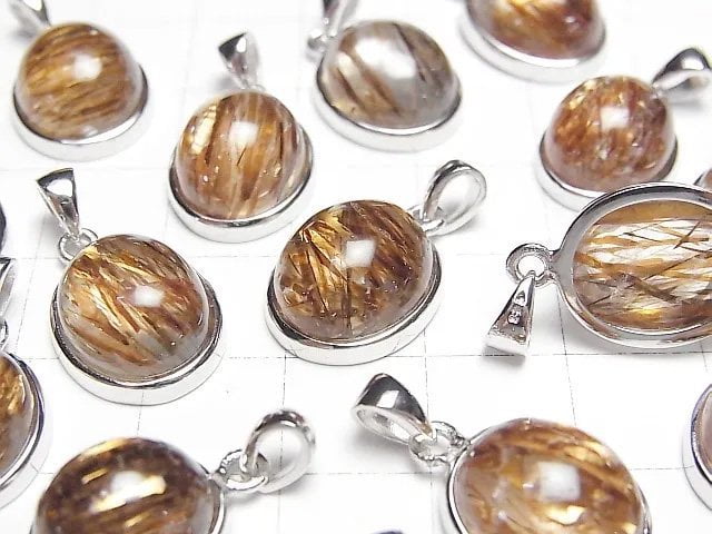 [Video] Mica in Quartz AAA- Oval Pendant 14x12mm Silver925 1pc