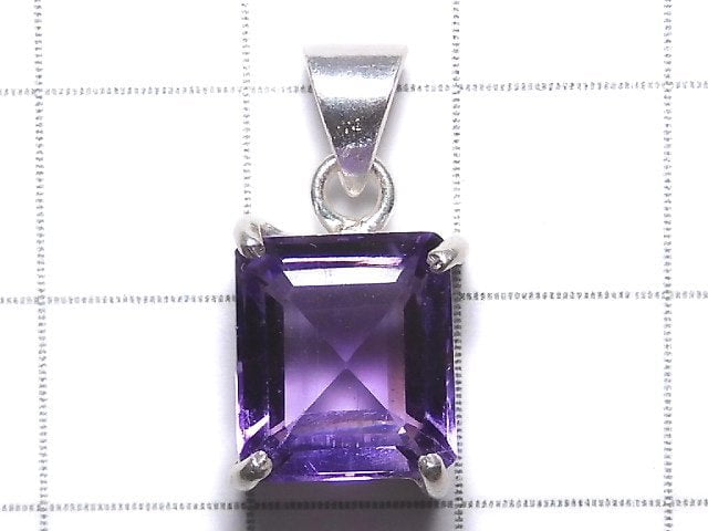 [Video][One of a kind] High Quality Amethyst AAA Faceted Pendant Silver925 NO.129