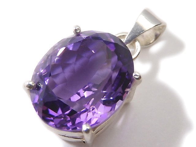 [Video][One of a kind] High Quality Amethyst AAA Faceted Pendant Silver925 NO.130