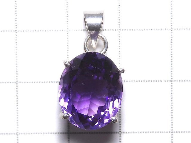 [Video][One of a kind] High Quality Amethyst AAA Faceted Pendant Silver925 NO.130