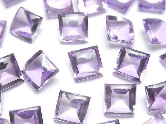 [Video]High Quality Amethyst AAA Loose stone Square Buff Top Cut 8x8mm 2pcs