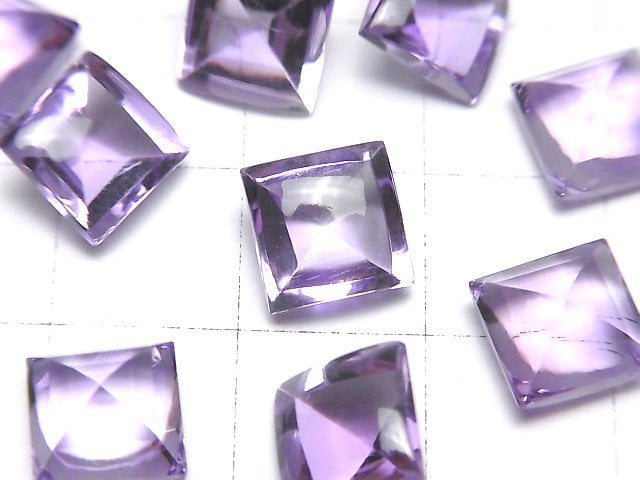 [Video]High Quality Amethyst AAA Loose stone Square Buff Top Cut 8x8mm 2pcs