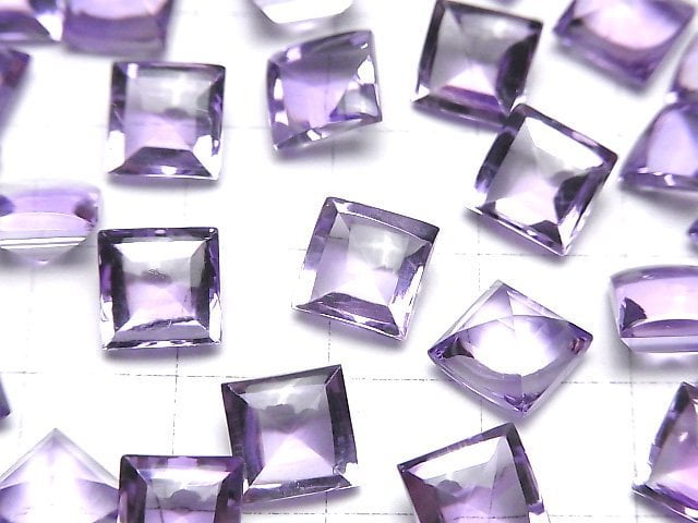 [Video]High Quality Amethyst AAA Loose stone Square Buff Top Cut 8x8mm 2pcs