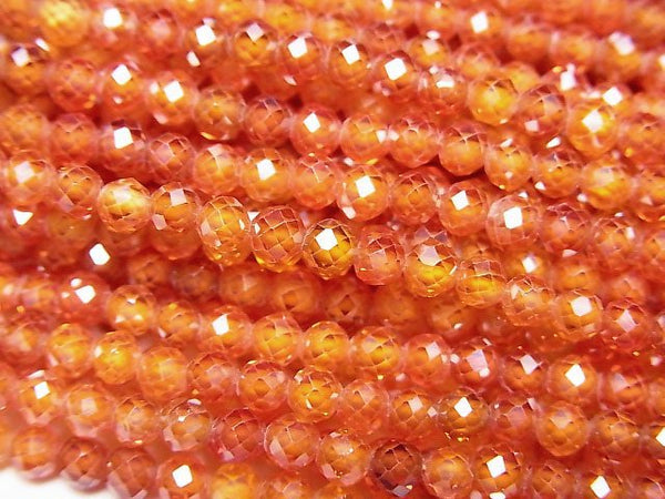 [Video]High Quality! Cubic Zirconia AAA Faceted Round 3mm [Dark Orange] 1strand beads (aprx.14inch/35cm)