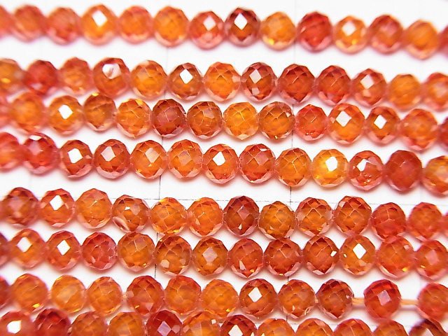 [Video]High Quality! Cubic Zirconia AAA Faceted Round 3mm [Dark Orange] 1strand beads (aprx.14inch/35cm)