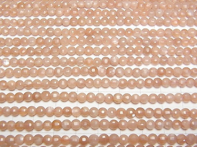 [Video]High Quality! Orange Moonstone AAA- Faceted Coin 4.5x4.5x3mm 1strand beads (aprx.15inch/37cm)