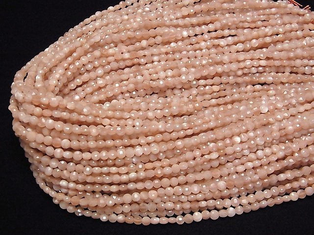 [Video]High Quality! Orange Moonstone AAA- Faceted Coin 4.5x4.5x3mm 1strand beads (aprx.15inch/37cm)