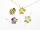 [Video] Multi-color Fluorite AAA- Bezel Setting Star Motif Through Type Gold color 15mm 3pcs