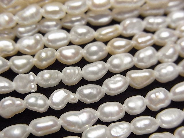 [Video] Fresh Water Pearl Keshi Pearl AA+ Baroque 4-6mm White 1strand beads (aprx.13inch/33cm)