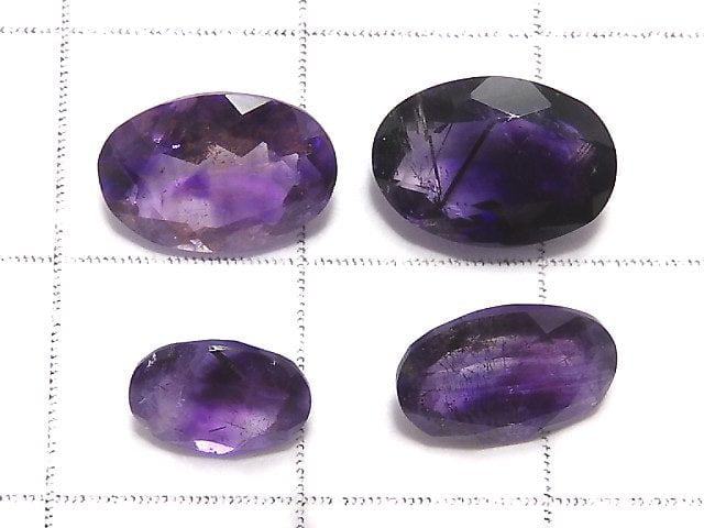 [Video][One of a kind] Amethyst Elestial AAA Faceted Loose stone 4pcs set NO.83