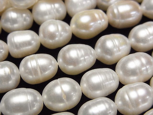 [Video] Fresh Water Pearl AA Rice 10x8x8mm White 1strand beads (aprx.13inch/33cm)