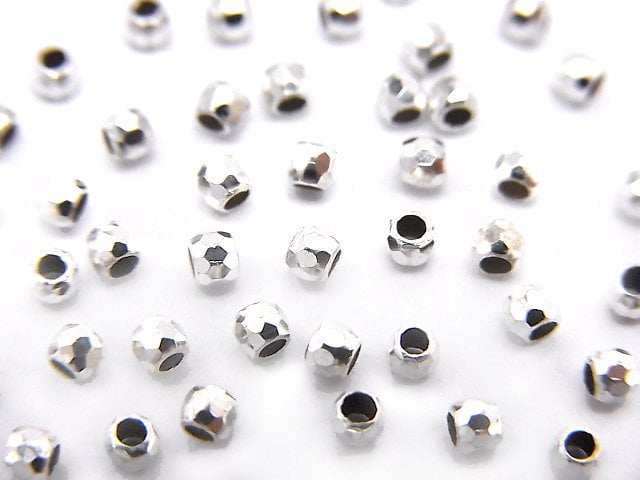 Silver925  Faceted Round 2mm  Rhodium Plated  20pcs