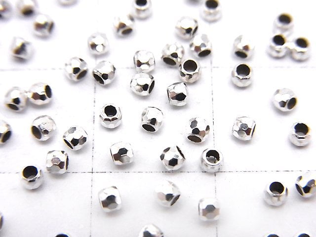 Silver925  Faceted Round 2mm  Rhodium Plated  20pcs