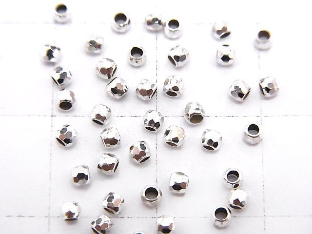 Silver925  Faceted Round 2mm  Rhodium Plated  20pcs