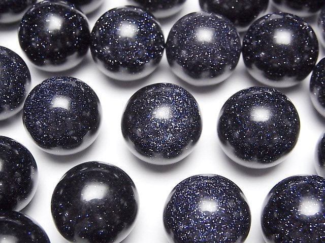 [Video]Blue Golden Sand Stone Sphere,Round 15mm 3pcs