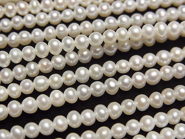 [Video] Fresh Water Pearl AAA Semi Round 3mm White half or 1strand beads (aprx.15inch/38cm)